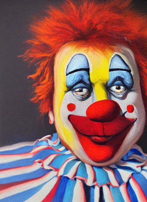 Prompt: clown, dry brush, oil paint, depth