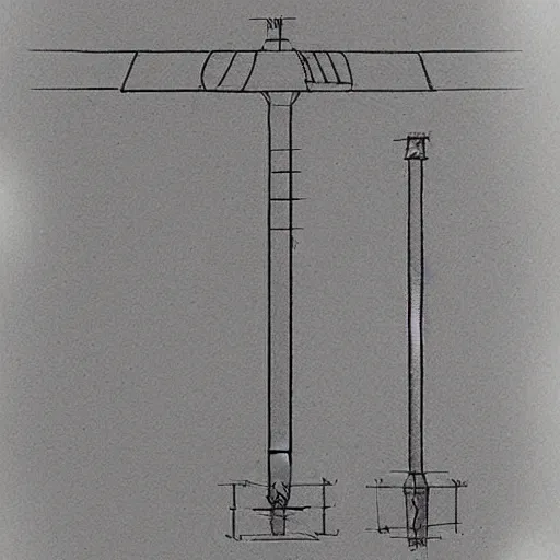 Image similar to technical drawing of a lightsaber from Leonardo da Vinci