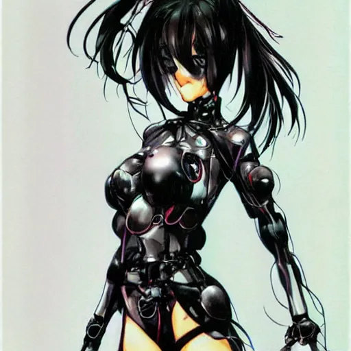 Image similar to cute anime spider girl, Yoji Shinkawa