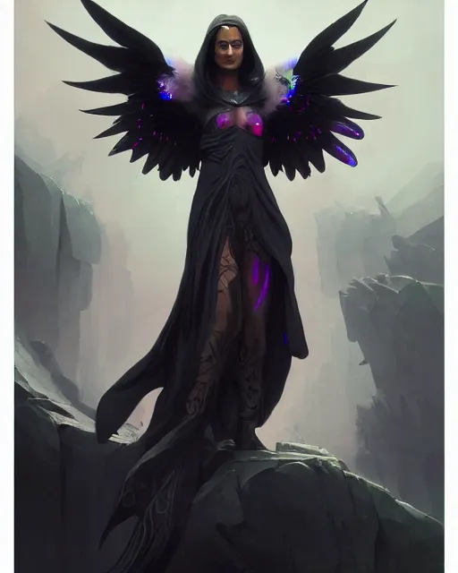 character portrait of a modest robed dark raven angel | Stable ...