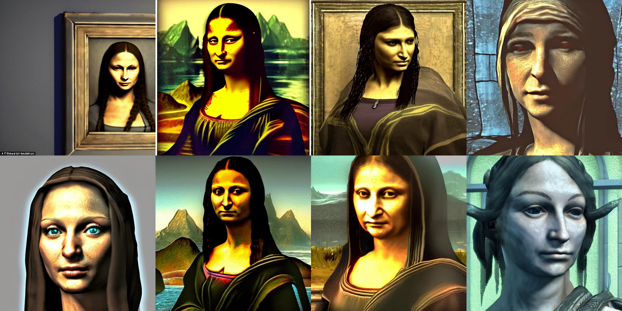 Prompt: artistic 3 d render of a character, in skyrim, the video game, 3 d render, video game character, video game, looks like the mona lisa