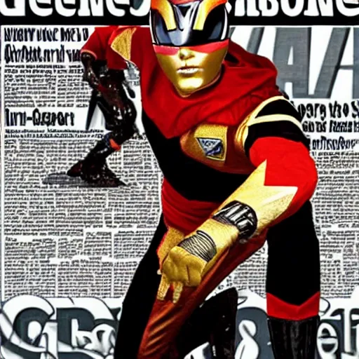 Image similar to george clooney as the newspaper power ranger, digital photography, highly detailed