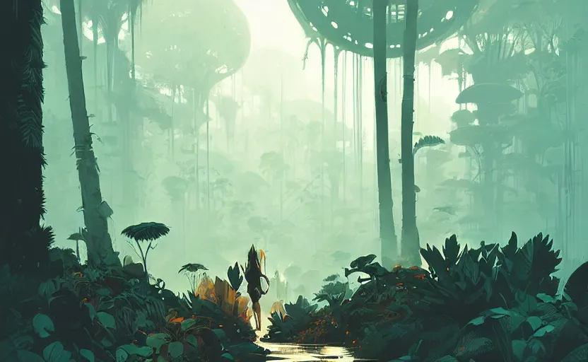 Prompt: celtic naturepunk jungle by atey ghailan, by greg rutkowski, by greg tocchini, by james gilleard, by joe fenton, by kaethe butcher, dynamic lighting, gradient light blue, brown, blonde cream and white color scheme, grunge aesthetic