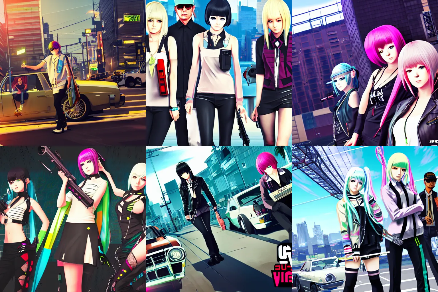 Prompt: Vocaloid in Grand Theft Auto 5 covert art, epic, 4k resolution, extremely detailed, very sharp, artstation, digital art, vibrant,