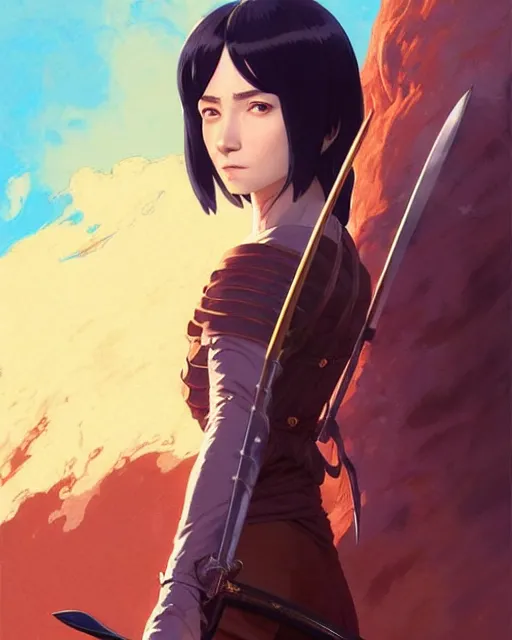 Prompt: portrait of four handed swordsman | | very very fantasy!!!, fine - face, audrey plaza, realistic shaded perfect face, fine details. anime. realistic shaded beautiful lighting poster by ilya kuvshinov katsuhiro otomo ghost - in - the - shell, magali villeneuve, artgerm, jeremy lipkin and michael garmash and rob rey