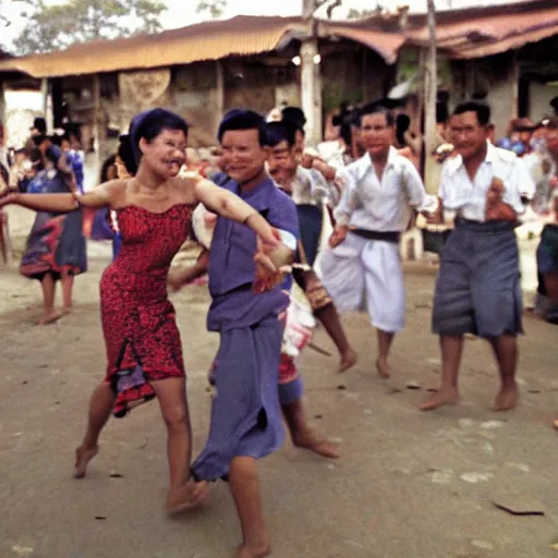 Prompt: Pol Pot polka dancing in Cambodia