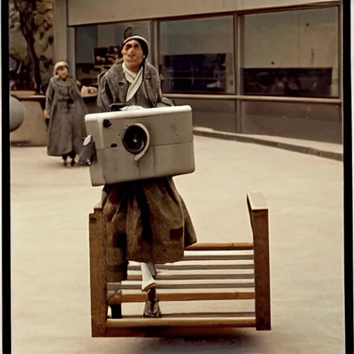 Prompt: an still picture of ethnographic object on display by jacques tati