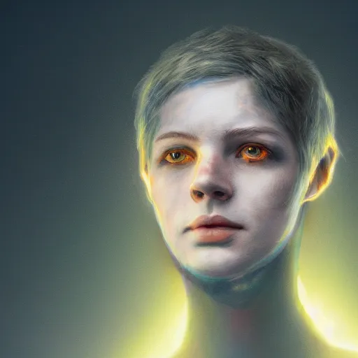 Image similar to a fearless leader of collaborative intelligence by miles johnston, portrait, volumetric lightning, ambient light, trending on artstation, award winning