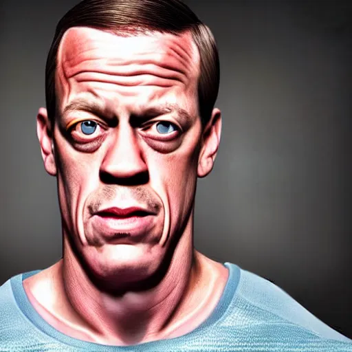 Image similar to photo portrait of the lovechild of john cena and steve buscemi from new jersey, realistic, hyperrealistic, 8 k resolution, hd quality, very detailed, highly detailed, intricate details, real life, real world, trending on artstation, really realistic, very realistic, headshot, head in frame, stock image