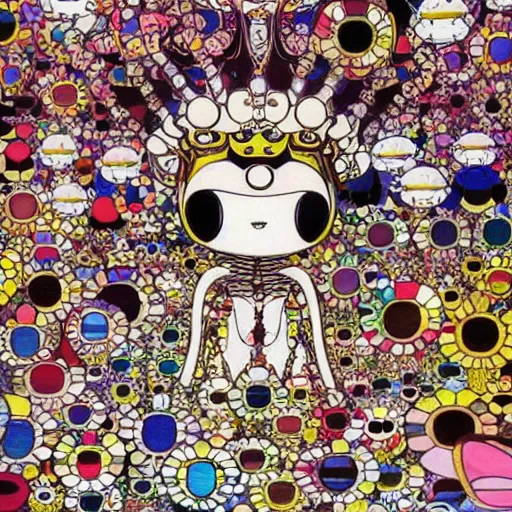 Prompt: painting of ant queen's opulent lair, by Takashi Murakami