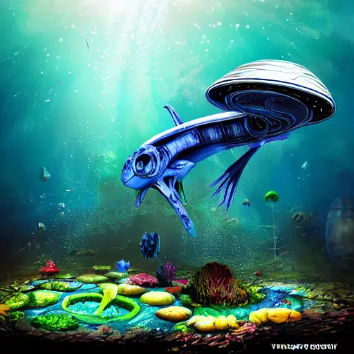 Prompt: underwater alien playground, photorealistic, detailed