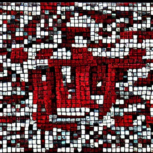 Prompt: addicted to coca cola. sad mosaic.