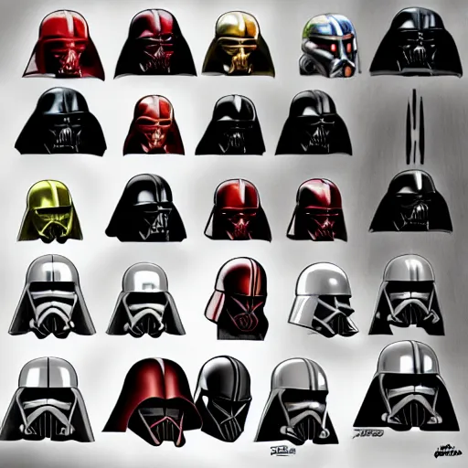 Image similar to a mix of darth vader's and the mandalorian's helmets. concept art, trending on art station.