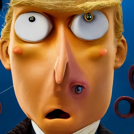 Prompt: donald trump from coraline movie, very detailed face