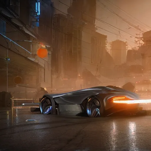 Prompt: car : motherboard forms designed by zaha hadid, sci-fi futuristic ultra realistic photography, keyshot render, octane render, unreal engine 5 lumen, high oiled liquid glossy specularity reflections, ultra detailed, golden hour, dramatic lighting 4k, 8k, 16k in the style ofblade runner 2049 Cyberpunk 2077 ghost in the shell thor 2 marvel film : tilt shift: sharp focus