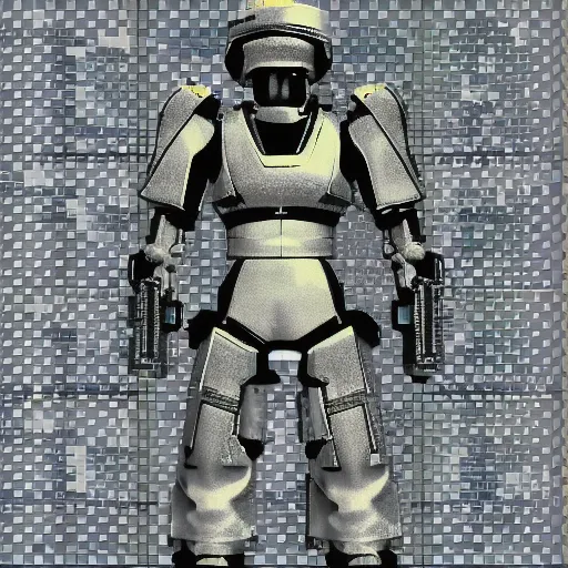 Image similar to maksed sci fi soldier facing camera game sprite playstation full body