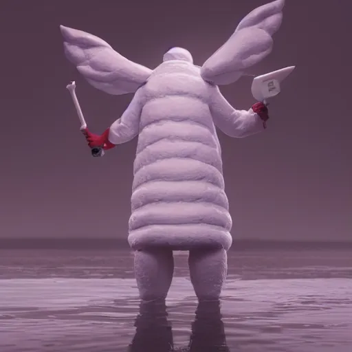 Prompt: a marshmallow - peeps longshoreman hybrid chimera, 8 k, 4 k, trending on artstation cgsociety, octane ue 5