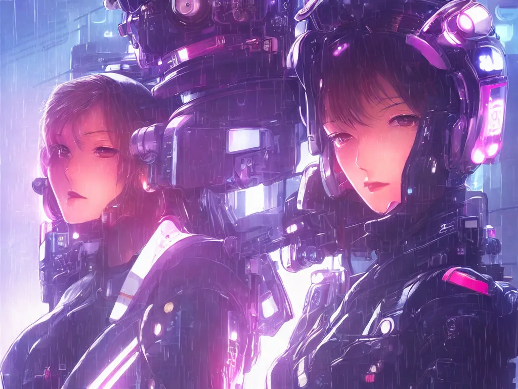 Prompt: portrait key anime visual futuristic female cyber airforce pilot, on cyberpunk neon light tokyo rainy rooftop, ssci - fi and fantasy, intricate and very beautiful, human structure, concept art, sharp focus, anime drawing by rossdraws and magali villeneuve, frostine engine