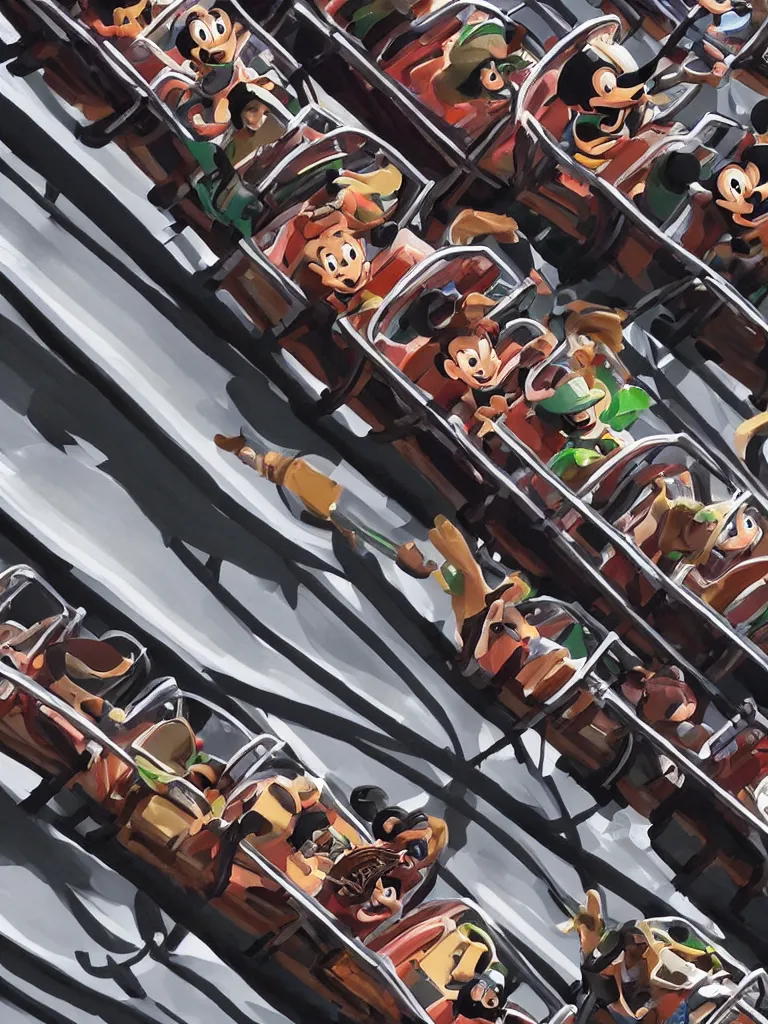 Image similar to closeup faces on a roller coaster by disney concept artists, blunt borders, rule of thirds