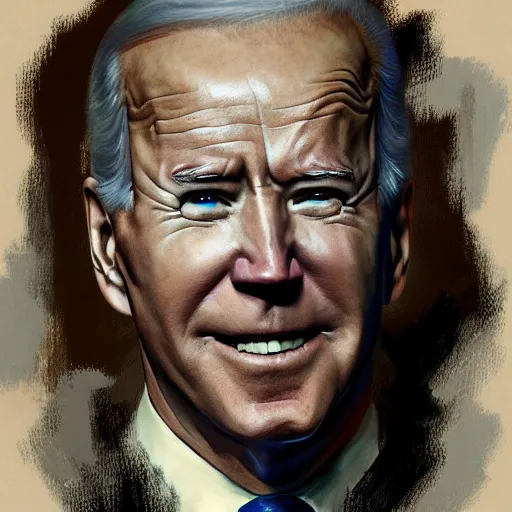 Image similar to a portrait of joe biden, intricate, hyper detailed, 8k, james gurney, greg rutkowski, john howe, artstation