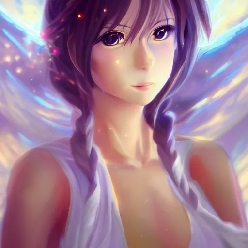 Image similar to portrait of an anime princess in white and golden clothes , digital painting , artstation , devian art , 4k , HD