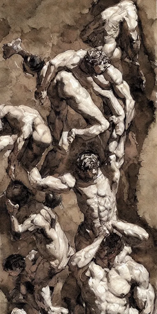 Image similar to oil painting scene from roman Thermae art by kim jung gi