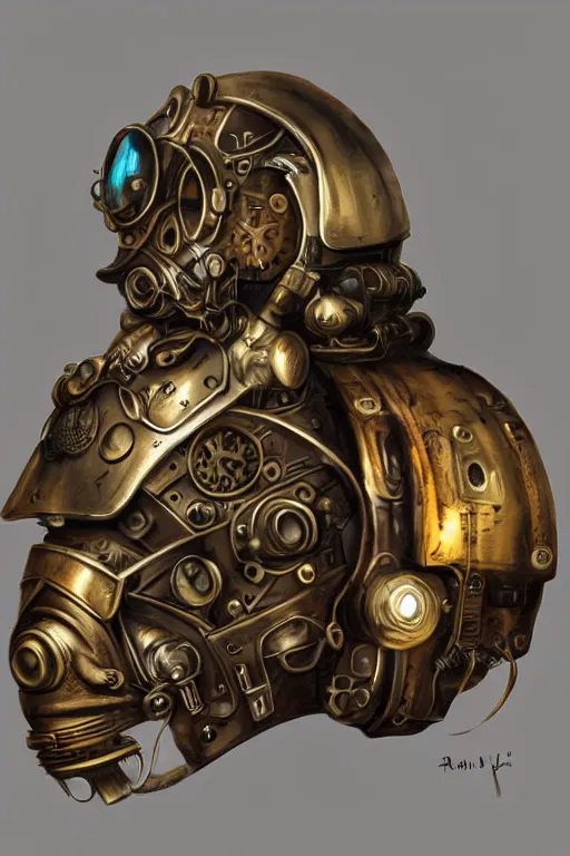 Image similar to steampunk helmet fantasy art mask robot ninja stylized digital illustration sharp focus, elegant intricate digital painting artstation concept art global illumination ray tracing advanced technology chaykin howard and campionpascale and cooke darwyn and davis jack