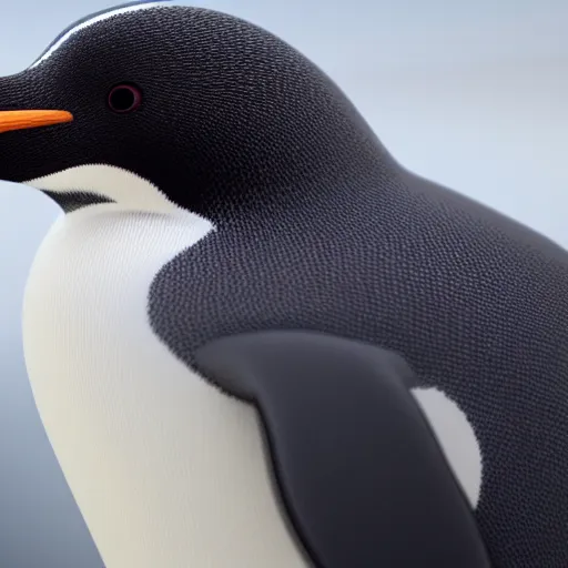 Image similar to high detail shot of a penguin wearing a suit, realism 8k