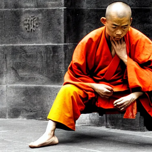 Prompt: Shaolin Monk pondering his orb