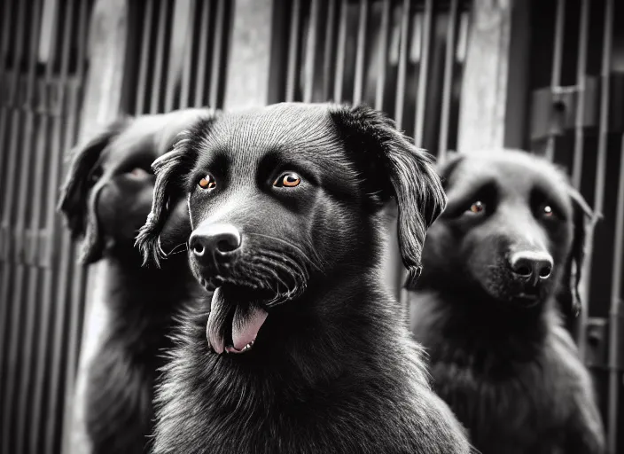 Prompt: photo of a real life photorealistic three - headed kerberos dog guarding the gates to the underworld. fantasy horror style. highly detailed 8 k. intricate. lifelike. soft light. nikon d 8 5 0 5 5 mm. dof. cinematic post - processing.