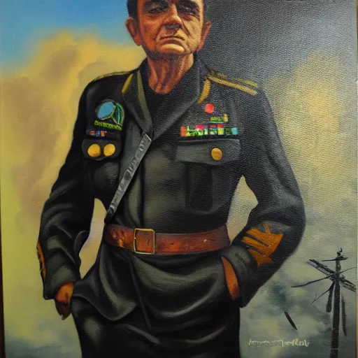 Image similar to “Oil painting of Johnny Cash as a World War 1 general, 4k”