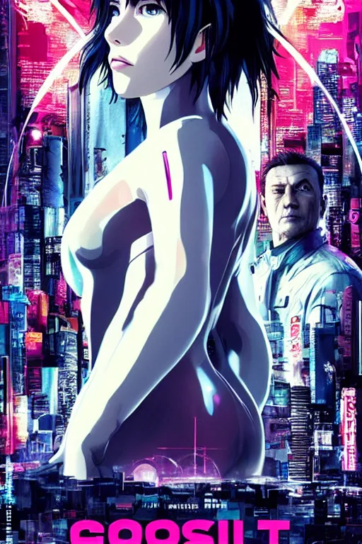 Prompt: ghost in the shell poster