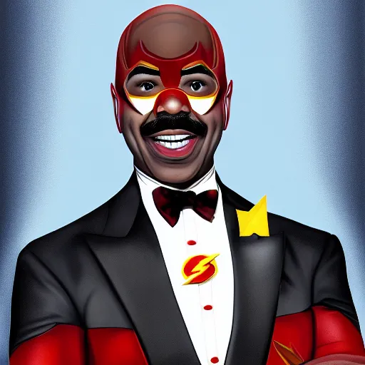 Prompt: Steve Harvey as The Flash, digital painting, highly detailed