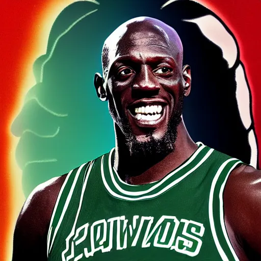 Prompt: Kevin James portraying Kevin Garnett, digital art