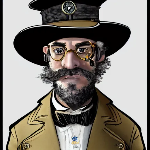 Prompt: A portrait of a grizzled steampunk captain wearing a monocle, by Nornam Rockwell, trending on artstation.