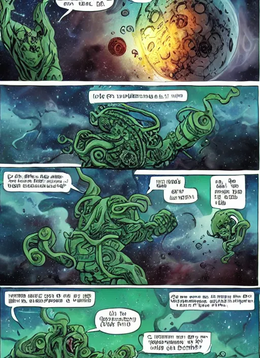 Image similar to Cthulu vs earth, galaxy, doomsday