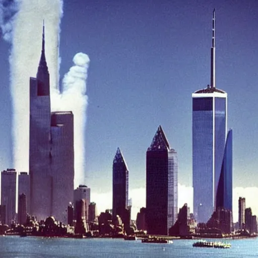 Image similar to “The TwinTowers transform into giant robots as Donald Trump commands them to intercept Bin Laden’s evil attack planes September 11 2001 hq ap photos CNN”