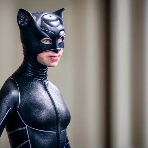 Prompt: Mark Zuckerberg as Catwoman, 105mm, Canon, f/4, ISO 100, 1/200s, 8K, RAW, symmetrical balance, Dolby Vision, Aperture Priority