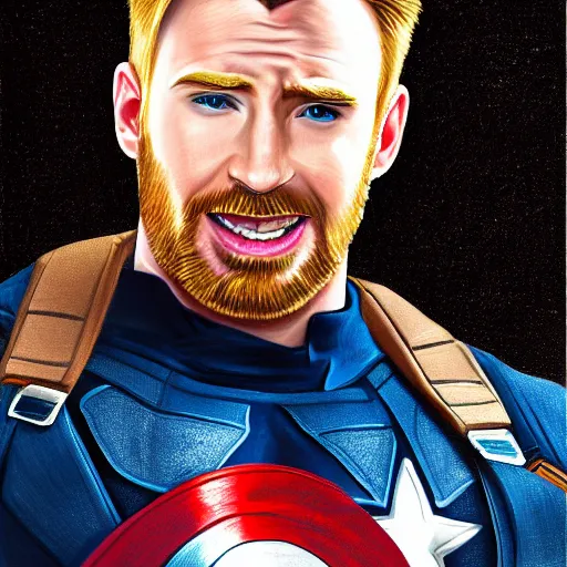 Image similar to portrait of chris evans from movie captain america, highly detailed, centered, solid color background, digital painting