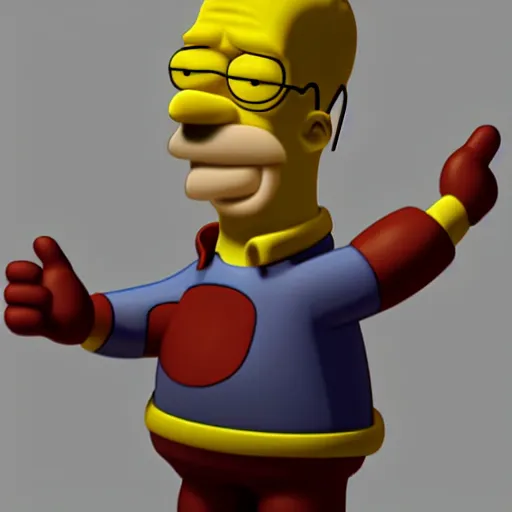 Image similar to homer simpson 3d render, studio lighting, bright volumetric lighting, raytrace, artstation