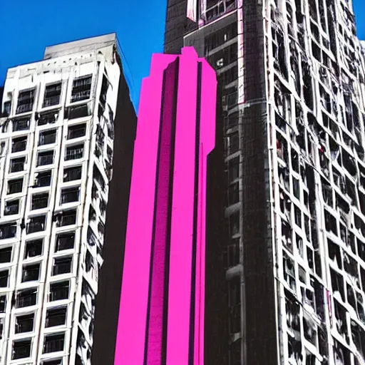 Prompt: pink lipstick as a skyscraper on a Martian metropolis