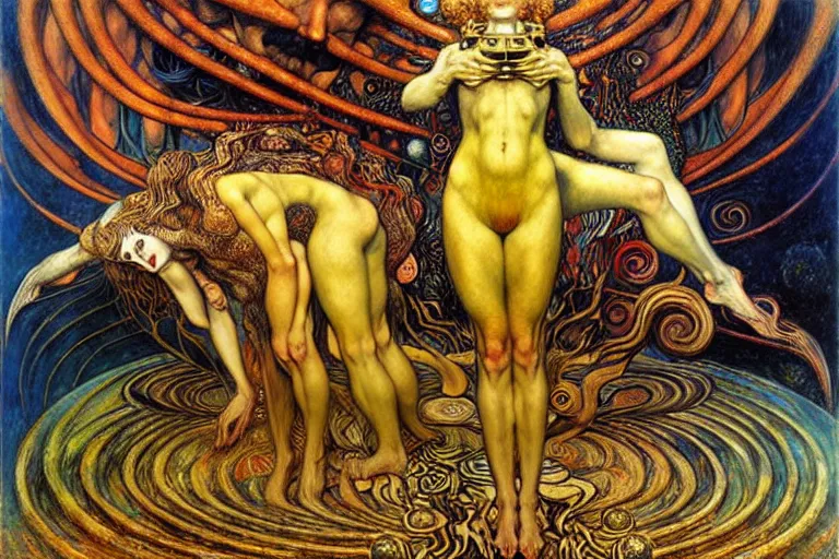 Image similar to Divine Chaos Engine by Karol Bak, Jean Delville, William Blake, Gustav Klimt, and Vincent Van Gogh, symbolist, visionary