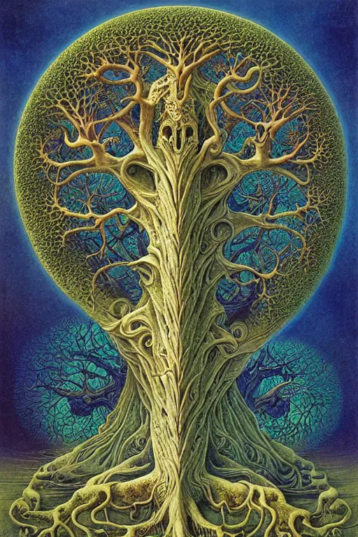 Image similar to tree of life by roger dean and andrew ferez, art forms of nature by ernst haeckel, divine chaos engine, symbolist, visionary, art nouveau, botanical fractal structures, organic, detailed, realistic, surreality