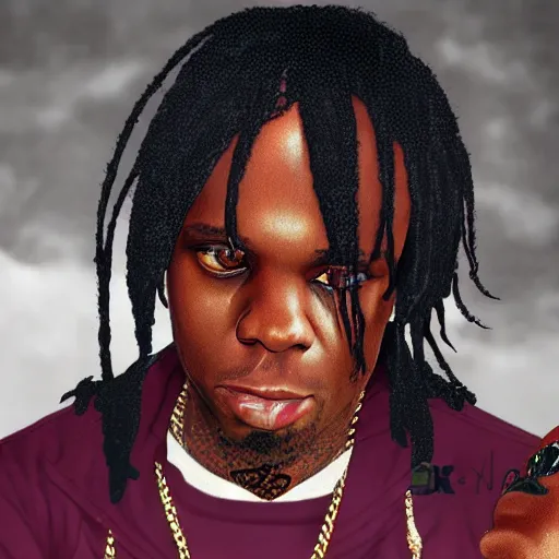 Image similar to Rapper Chief Keef in a Japanese anime 4K quality super realistic digital art