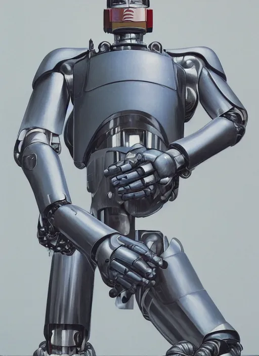 Image similar to portrait of Robocop (1987), detailed, coherent, painted by Edward Hopper, Wayne Barlowe, James Gilleard, airbrush, art by James Jean