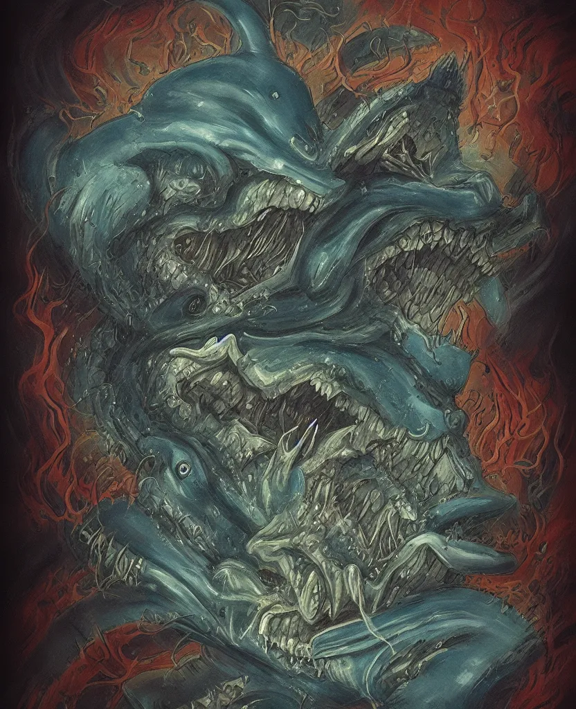 Prompt: mysterious bestiary of wild emotion monsters repressed in the deep sea of unconscious of the psyche, about to rip through and escape in a extraordinary revolution, painted by ronny khalil