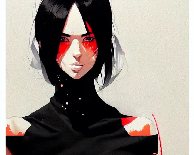 Image similar to a ultradetailed beautiful portrait panting of a stylish woman in a black dress, by conrad roset, greg rutkowski and makoto shinkai trending on artstation