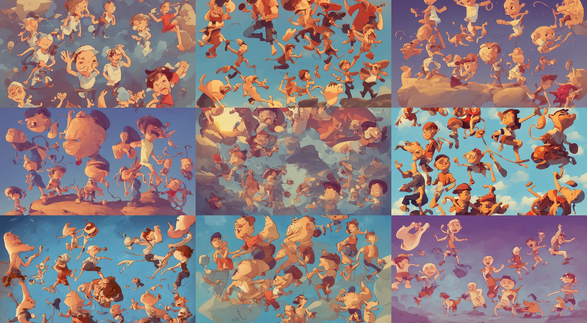 Prompt: set of 3 children in cartoon style illustration by petra eriksson, paul thurlby and tom haugomatin, marble incrusted of legends heartstone official fanart behance hd by jesper ejsing, by rhads, makoto shinkai and lois van baarle, ilya kuvshinov