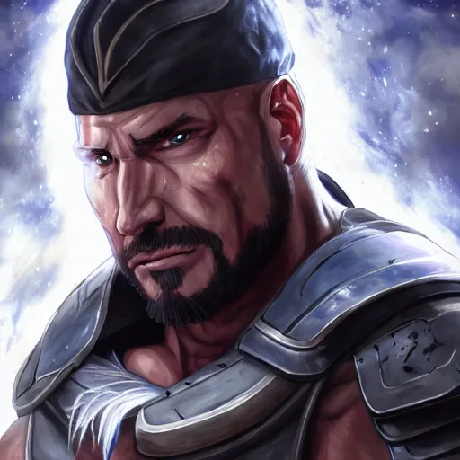 Prompt: portrait of marcus fenix wielding the flowing and transferring of power magecraft, jewel magecraft, anime fantasy illustration by tomoyuki yamasaki, kyoto studio, madhouse, ufotable, trending on artstation