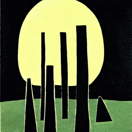 Prompt: a landscape and two silhouettes by tomi hungerer, illustration